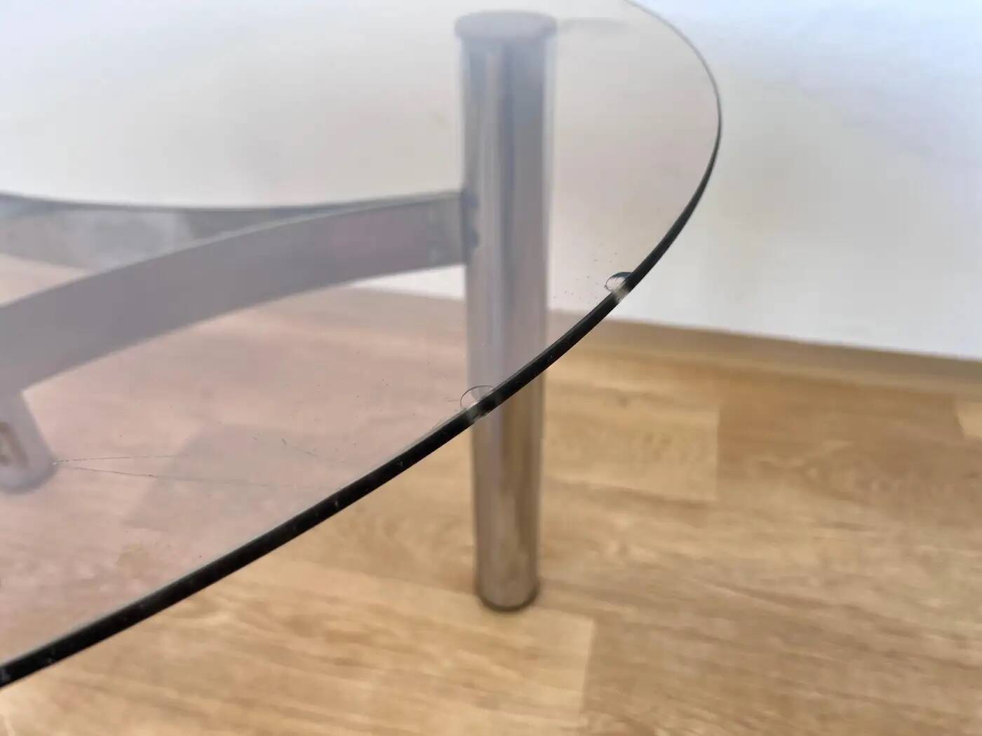 Midcentury design chrome and smoked glass coffee table - 1970s
