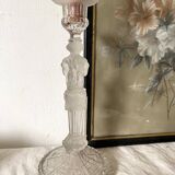 Bougeoir haut en verre moulé têtes de bélier