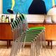 Série de 8 chaises Souvignet en chrome et skaï vert