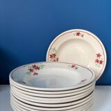 Set of 6 vintage Badonviller soup plates – French earthenware with decoration