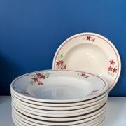 Set of 6 vintage Badonviller soup plates – French earthenware with decoration