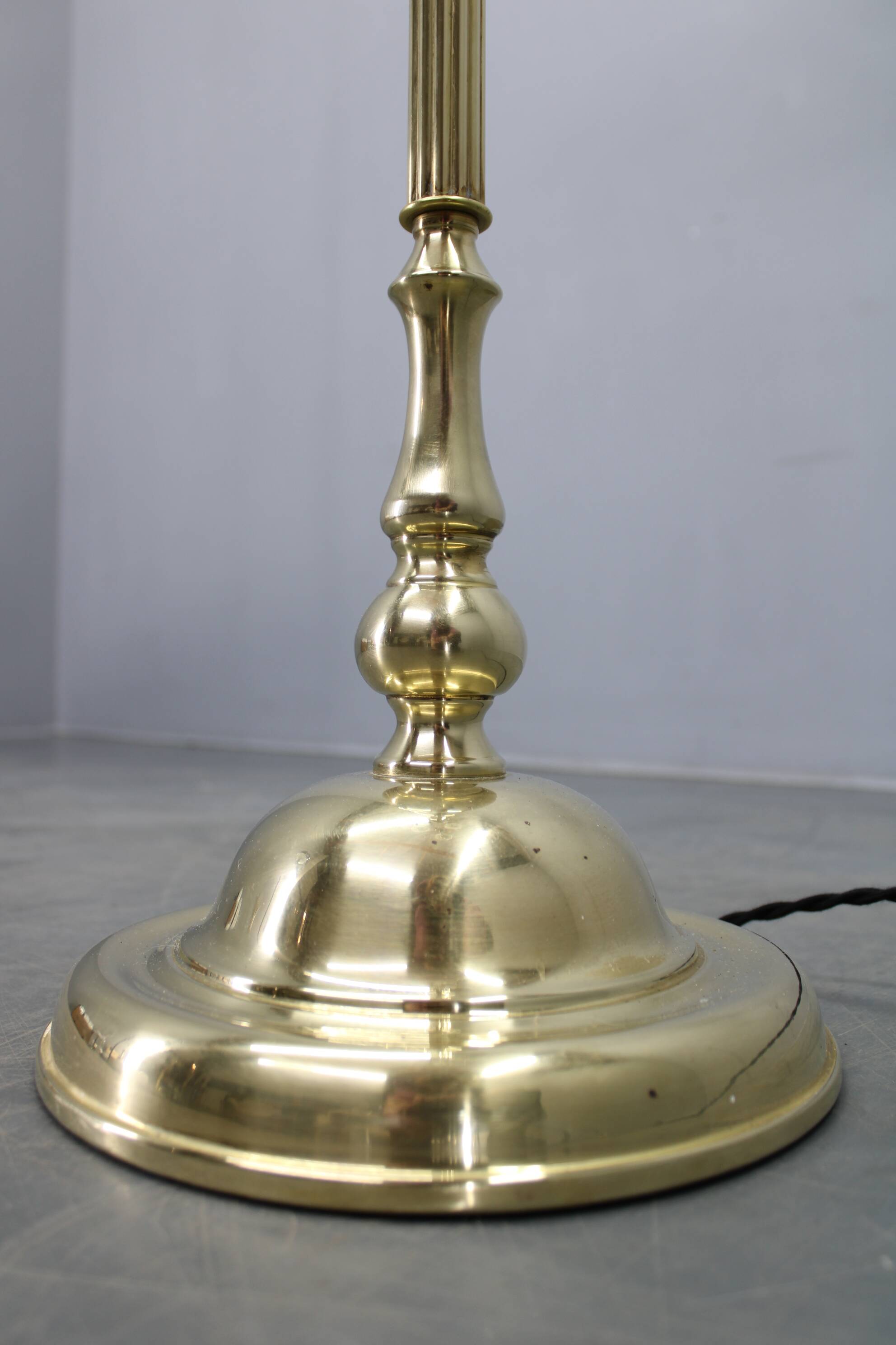 1970s Czechoslovak floor lamp in brass with milky glass shades