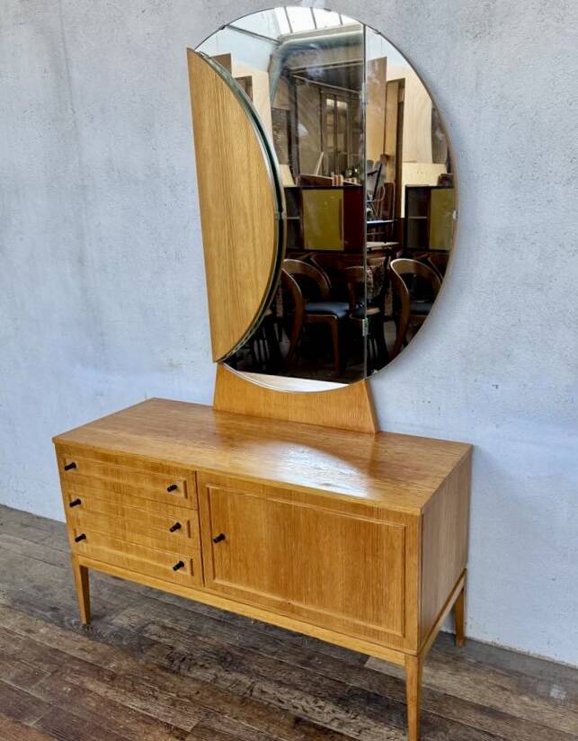 Vintage light wood dressing table and toilet sideboard