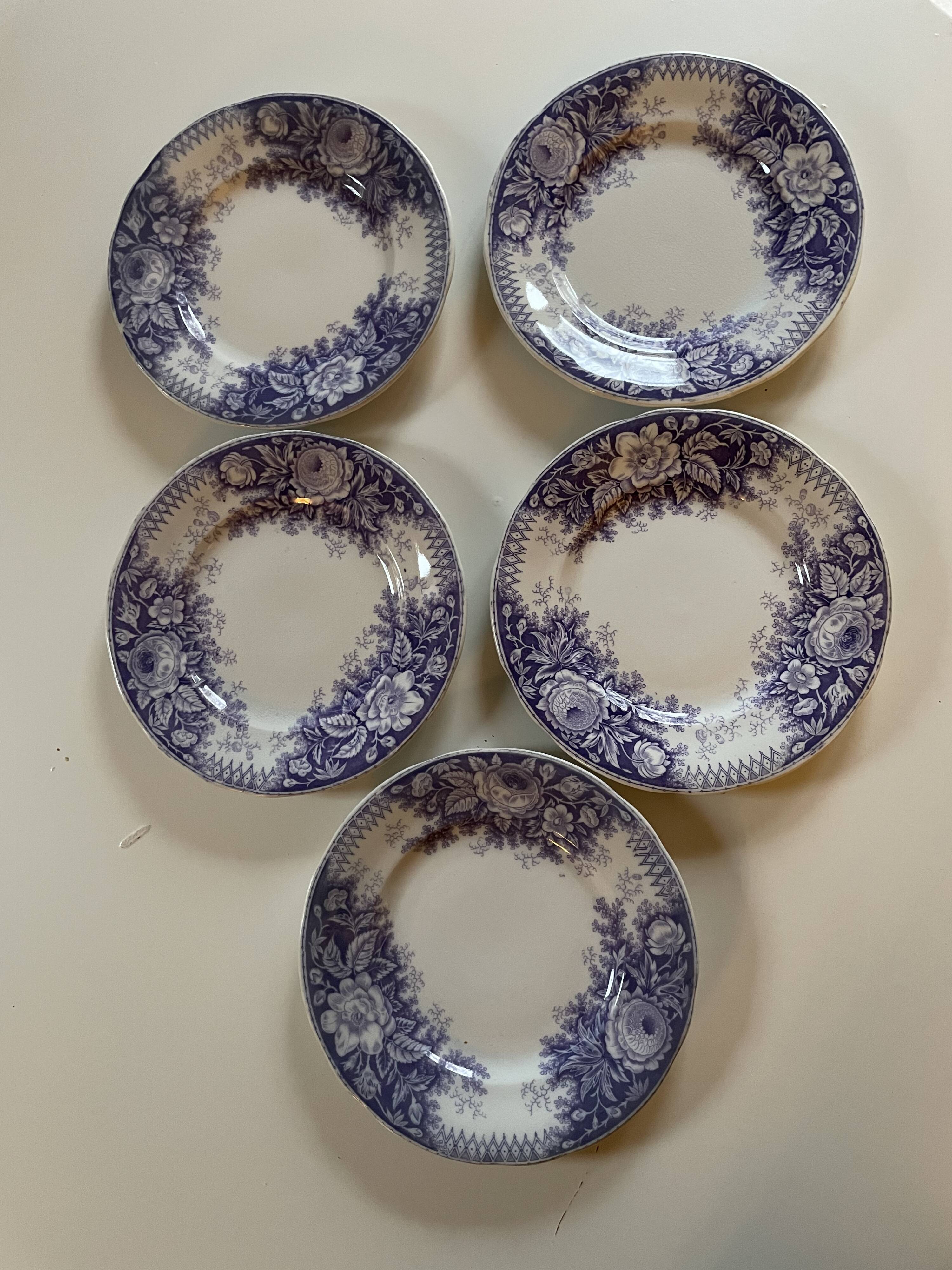 Assiettes dessert Sarreguemines modèle Jardinière XIXEME