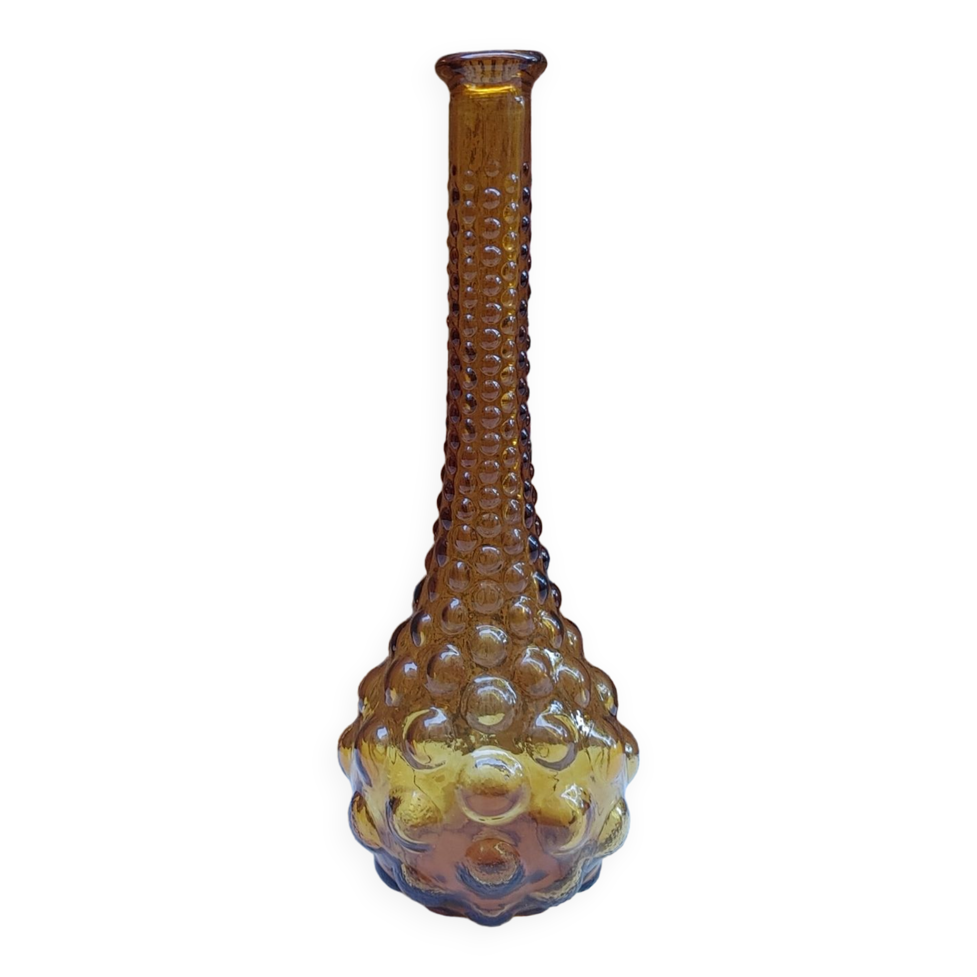 Amber soliflore vase, vintage from the 70's - H 34 cm