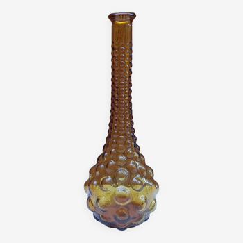 Vase soliflore ambré, vintage des années 70's - H 34 cm