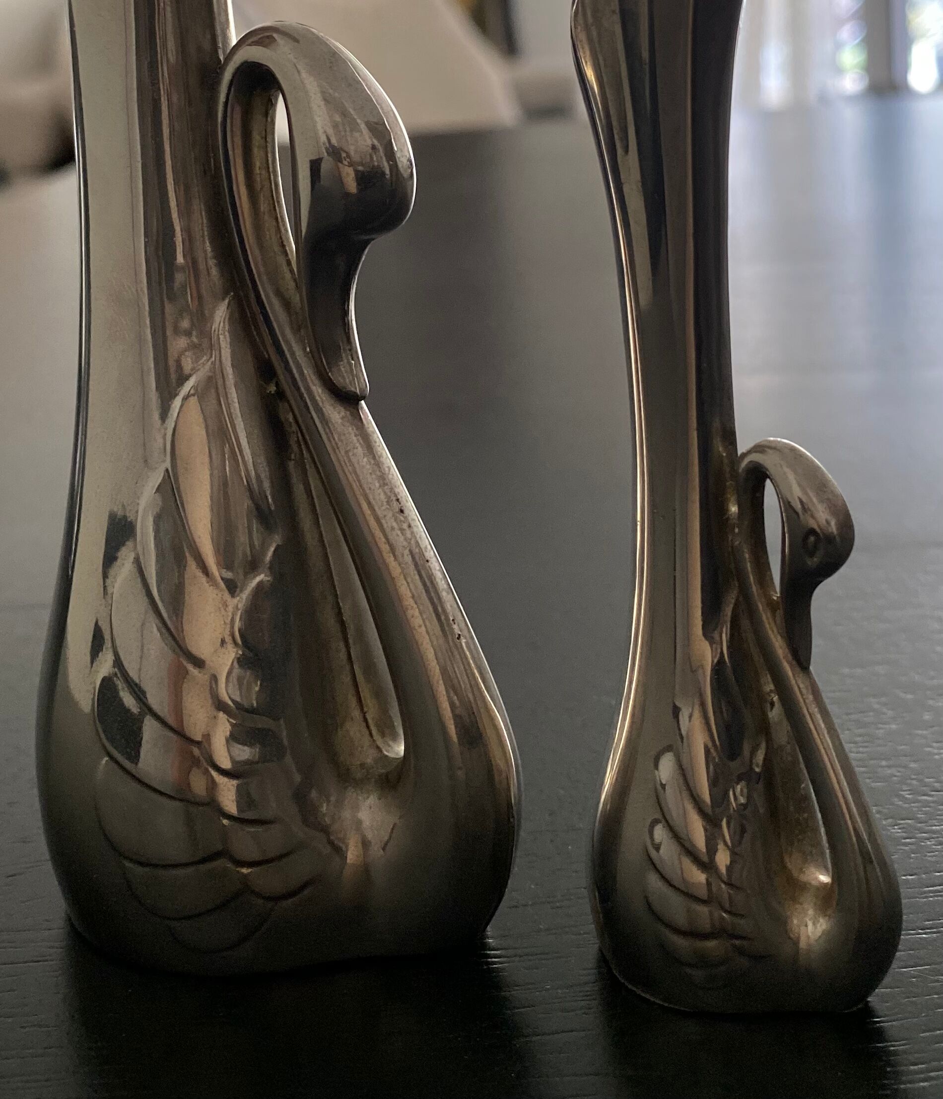 2 silver metal soliflores