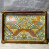 Plateau en rotin vintage