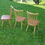 Trio of bistro chairs Baumann vintage 60s