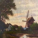 HST painting "Animated landscape at dusk" 19th century