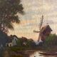 Tableau HST "Paysage animé au crepuscule" XIX° siècle