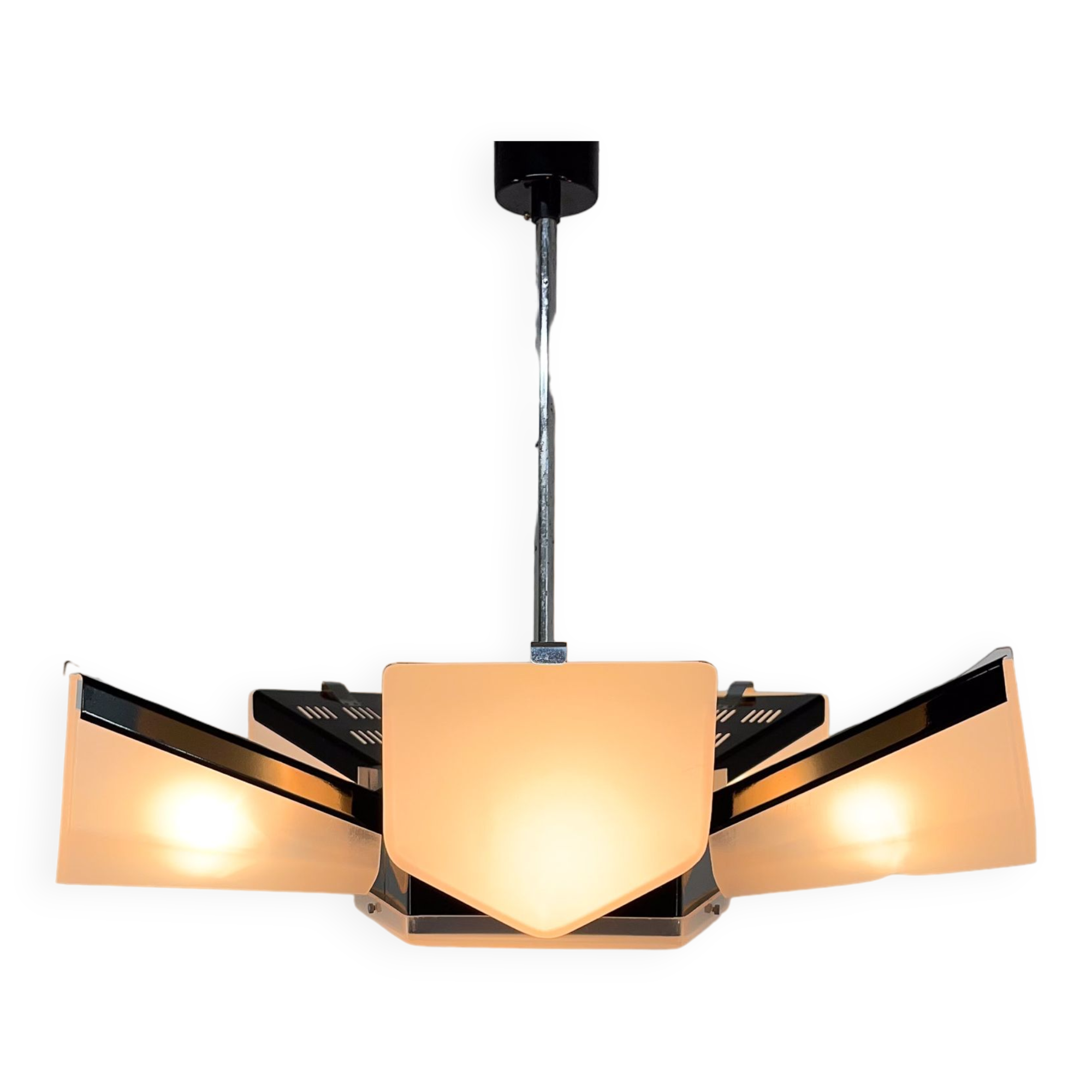 Mid-Century Plastic and Metal Chandelier by Lidokov, Czechoslovakia