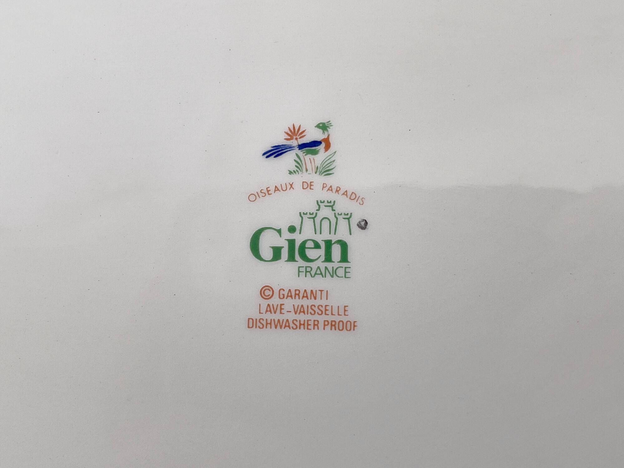 Plat de service ovale en faïence de Gien « oiseaux de paradis »