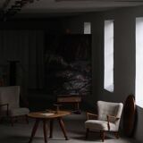 Viggo Boesen, Lounge Chair in Oak and Sheepskin Shearling, Modern Danish, 1950s