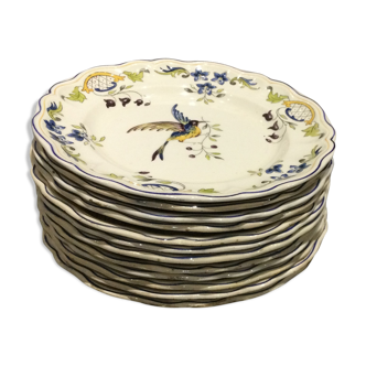 Assiettes oiseaux modèle Clery longchamp terre de fer