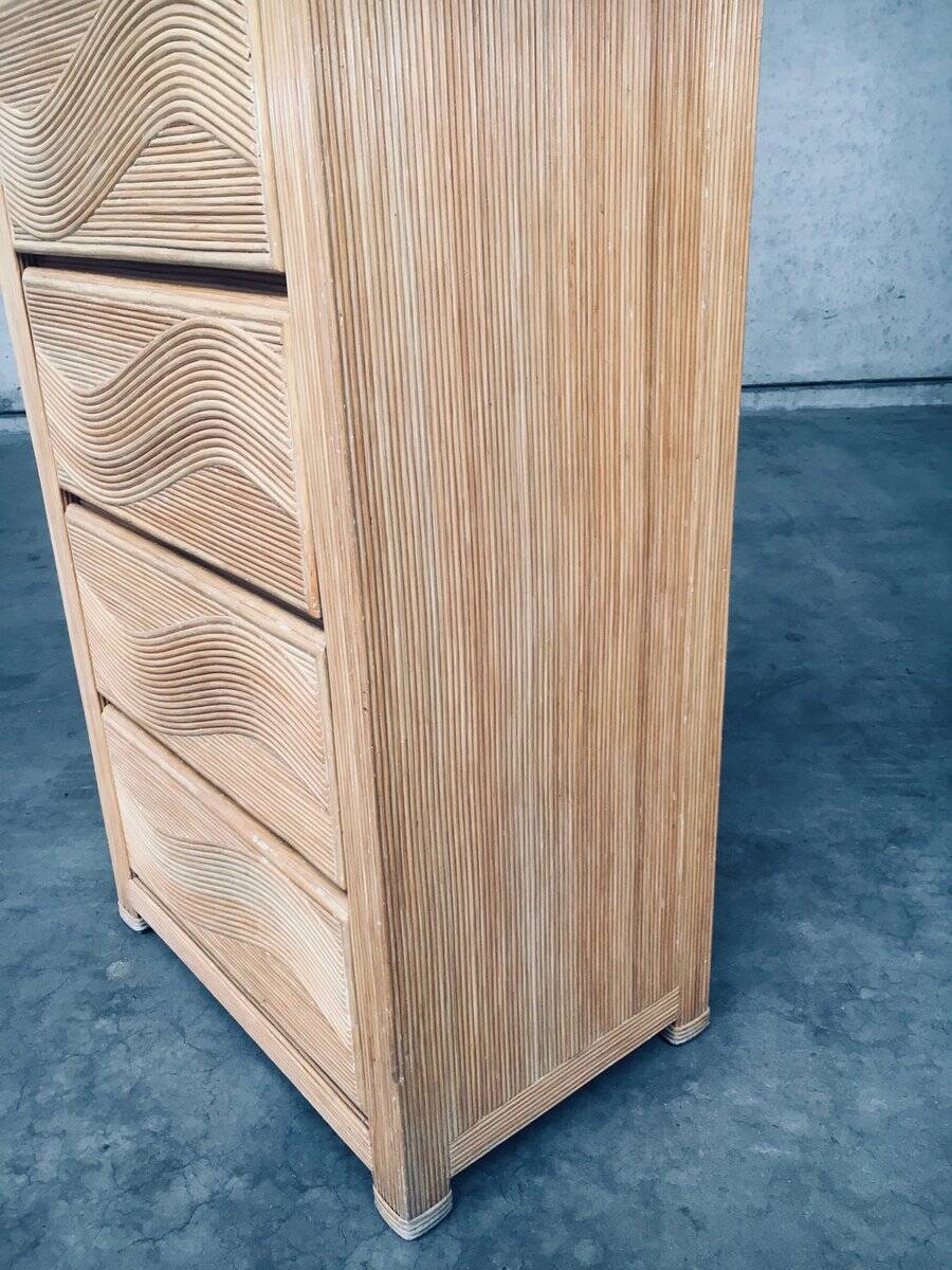 Vintage Rattan High Chest of Drawers, 1980s