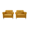 Myrskylä oy set of two leather lounge chairs, finland, 1960
