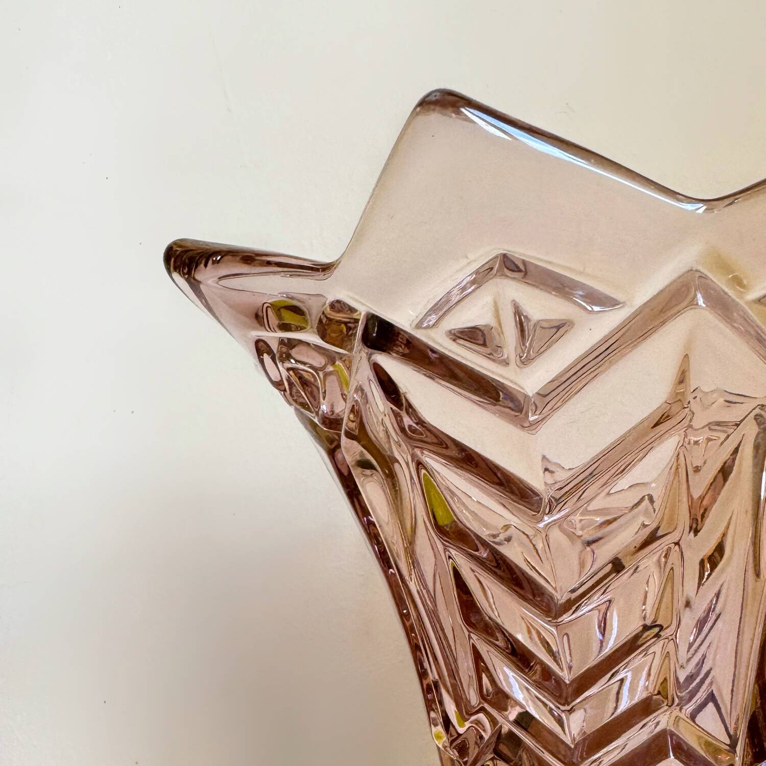 Art Deco star pressed molded glass vase