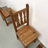 Set of 4 pine chairs, 1970s