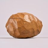 Carved box with a chisel in solid wood, France, around 1960.