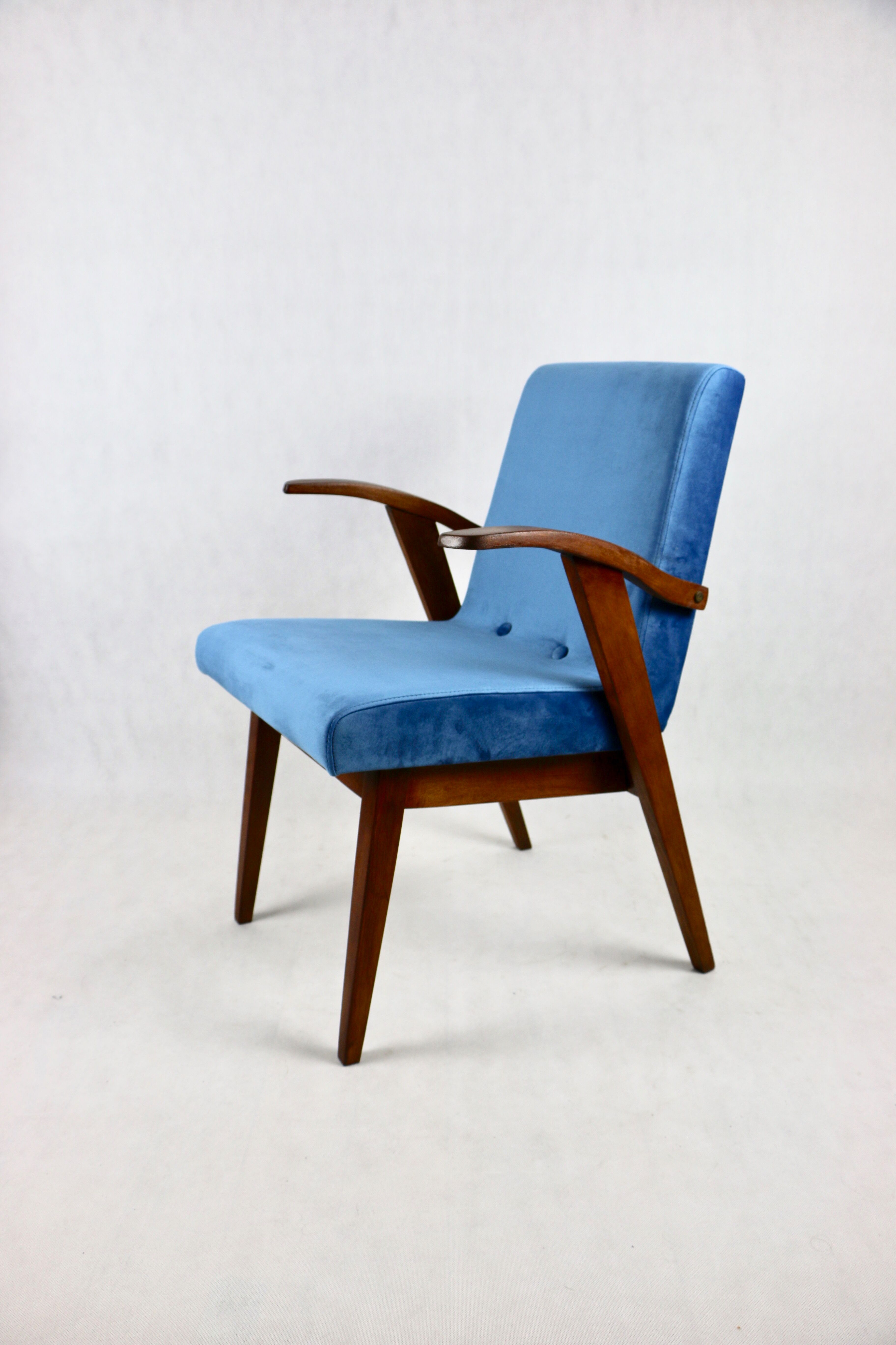 Fauteuil vintage Ocean Blue attribué à Mieczyslaw Puchala, années 1970