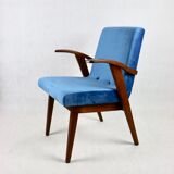 Vintage Ocean Blue Easy Chair attributed to Mieczyslaw Puchala, 1970s