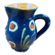 Small blue ceramic jug with hand-painted floral decoration, vintage.