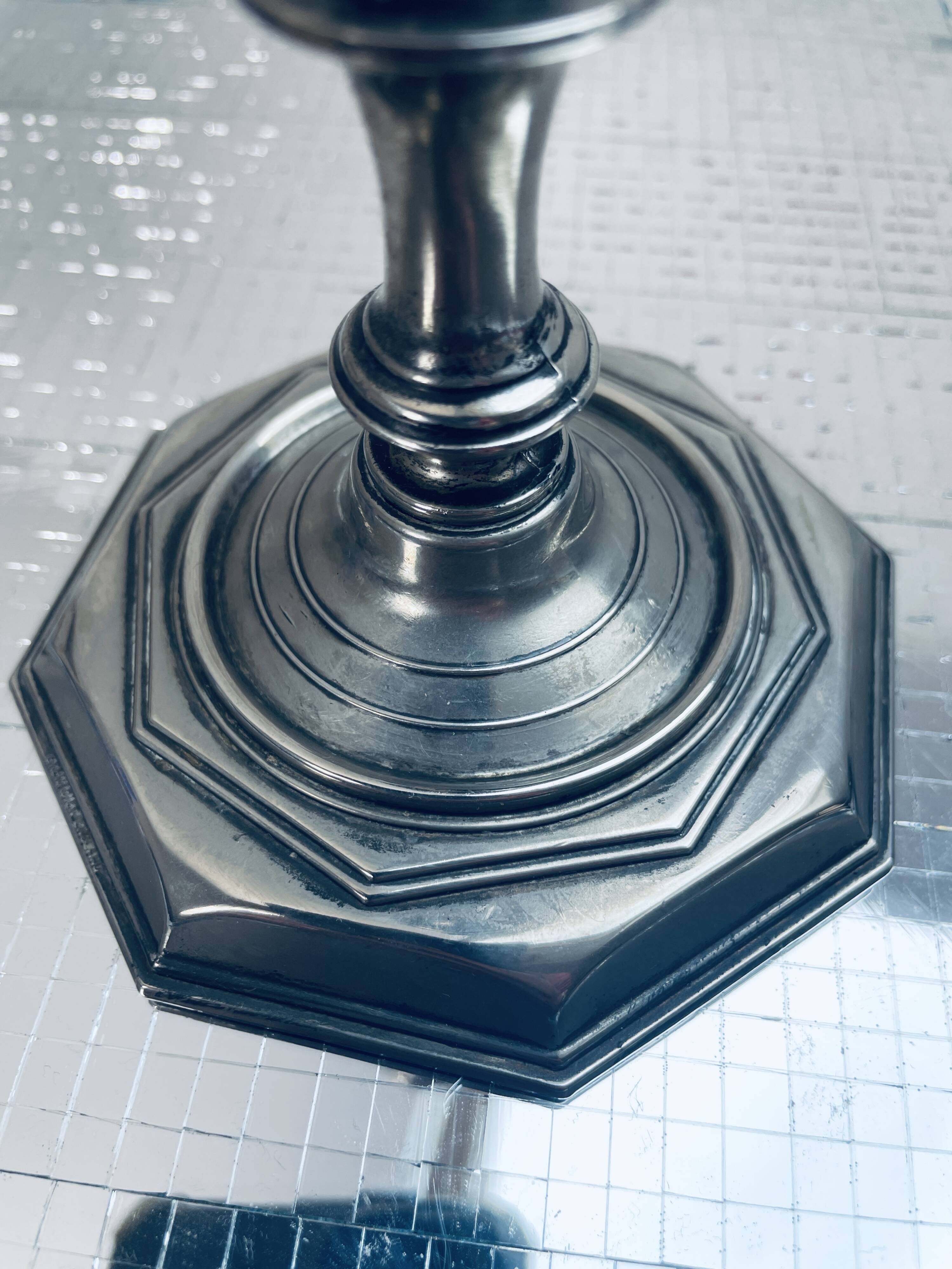 Antique silver plated Grenadier candle holder made in England