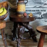 Tripod stool Art-popular vines, solid wood top
