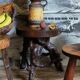 Tripod stool Art-popular vines, solid wood top