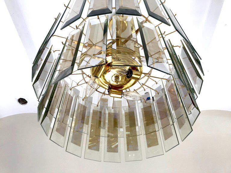 Chandelier frame Fontana Arte Murano 1970 Crystal