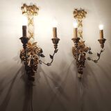 Polychrome beech wood sconces. Spain 1900