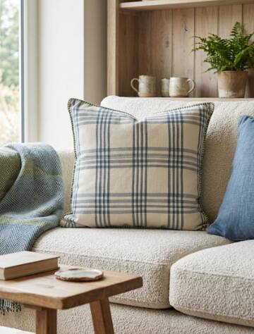 Linen plaid cushion cover - 50cmx50cm - Inner cushion not included.