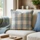 Housse de coussin en lin à carreaux - 50cmx50cm - Coussin intérieur non inclus.