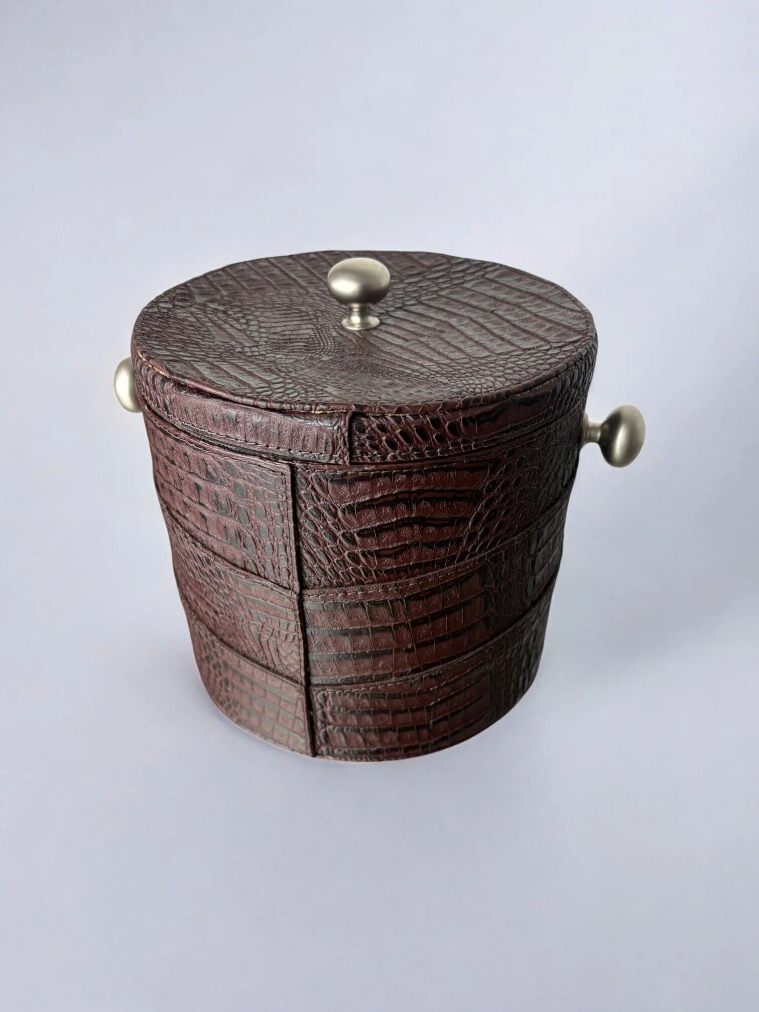 Regency leather ice bucket with tongs, Italy, 1970s