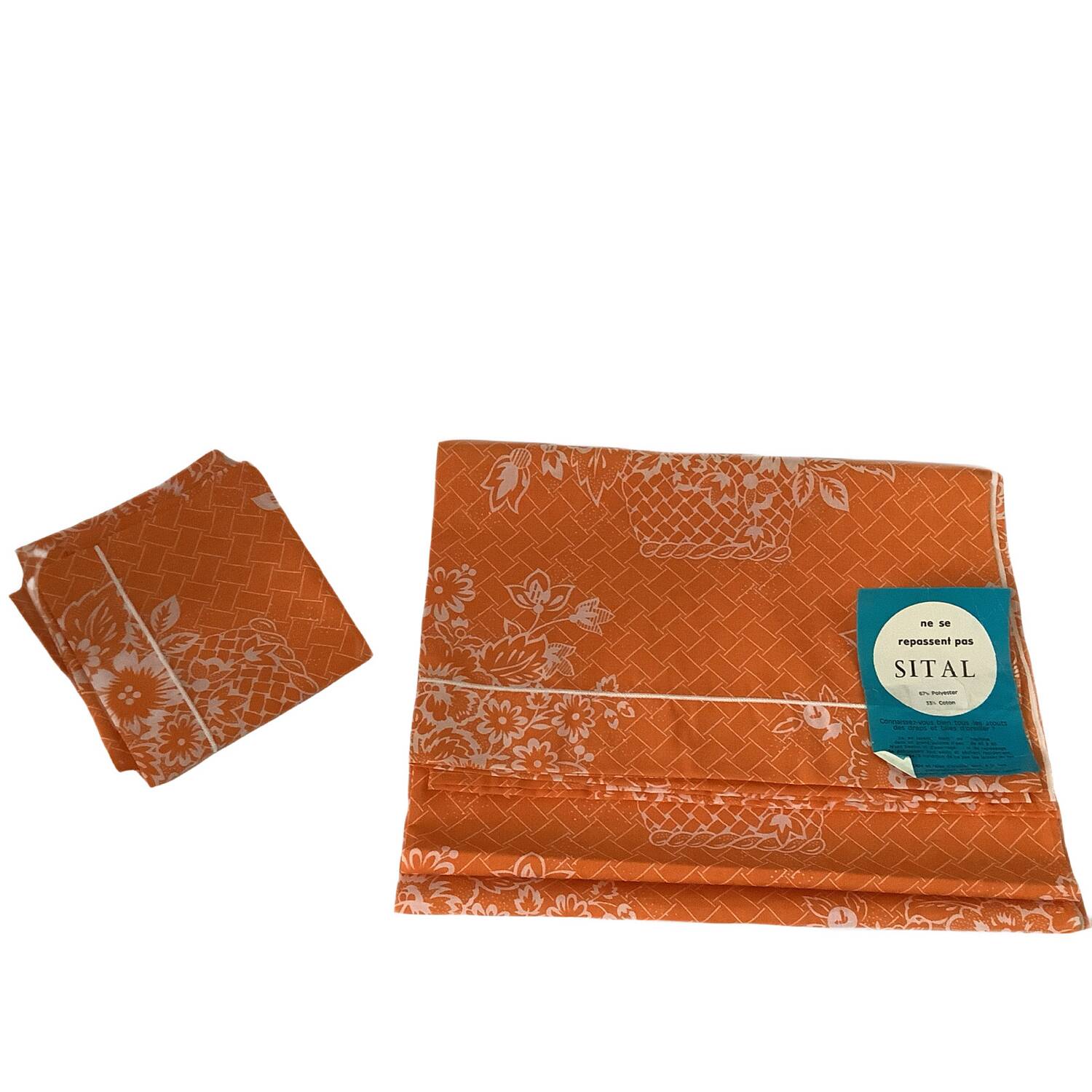 Vintage Sital single bed set in orange and white fabric