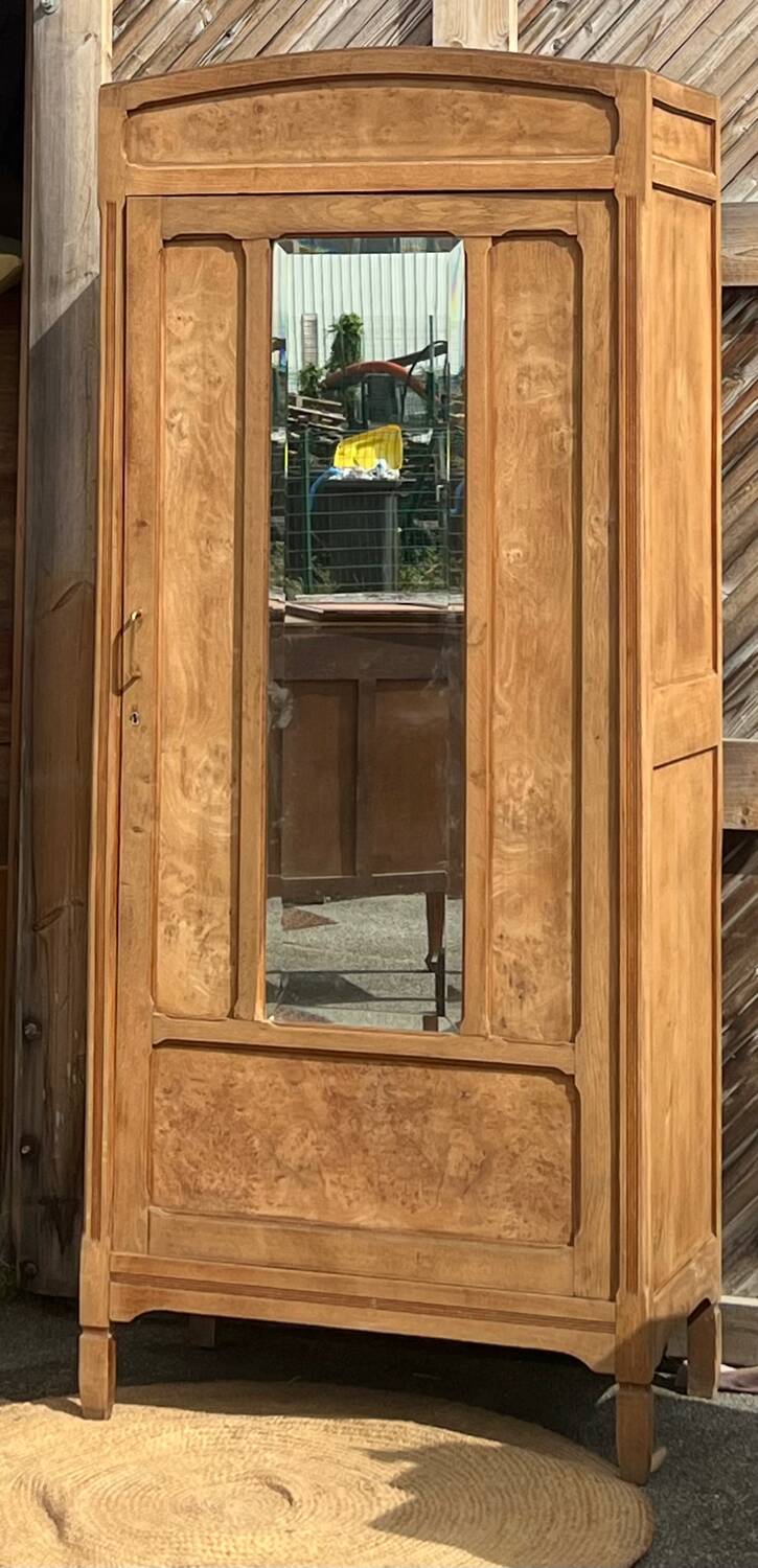 Pair of 2 identical Parisian wardrobes in raw oak.