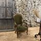 Fauteuil Voltaire Louis Philippe en velours vert bois XIX