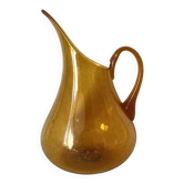 Blown glass jug with caramel bubbles