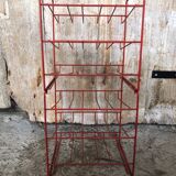 Old Orange Metal Wire Bottle Rack Shelf 15 Slots Vintage #A636