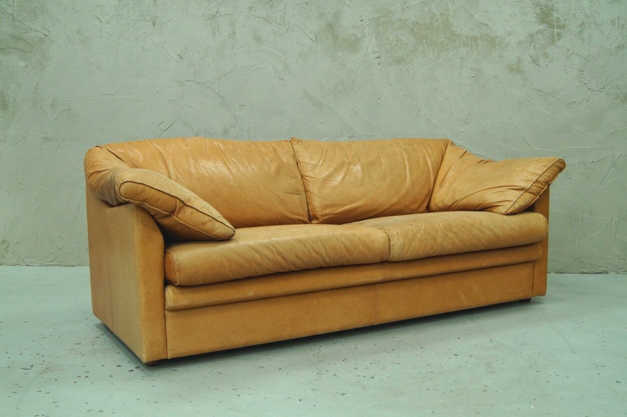 Swedish aniline leather sofa from IRE AB Skillingaryd Mobel, 1970s