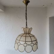 Suspension Corolle en Nacre Capiz & Laiton - Vintage 1970