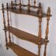 Napoleon III wall shelf in asian bamboo-style blond wood with 3 XIX trays