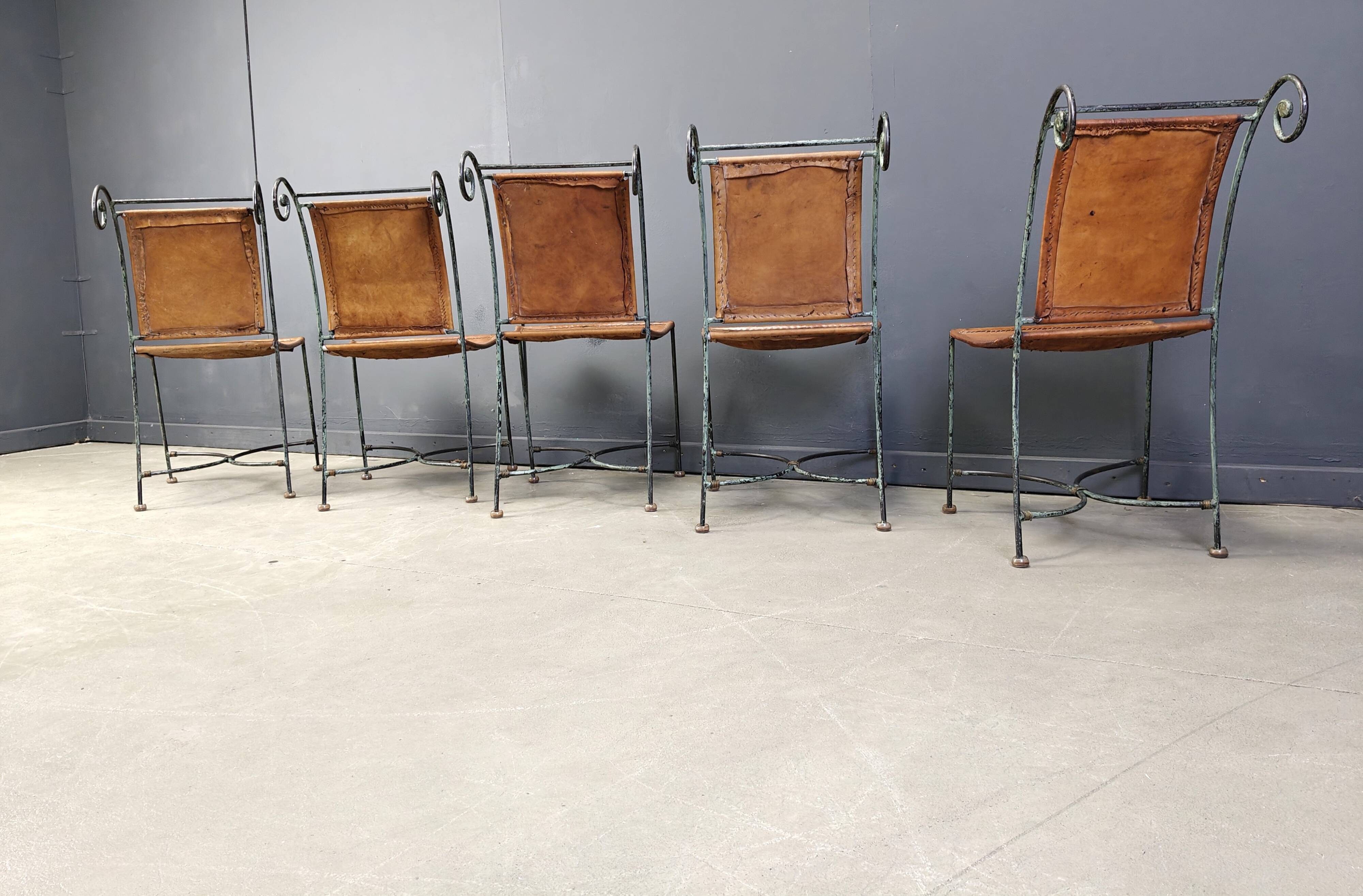 Spanish wrought iron dining chairs, 1960s