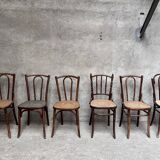 Set of 6 caned bistro chairs