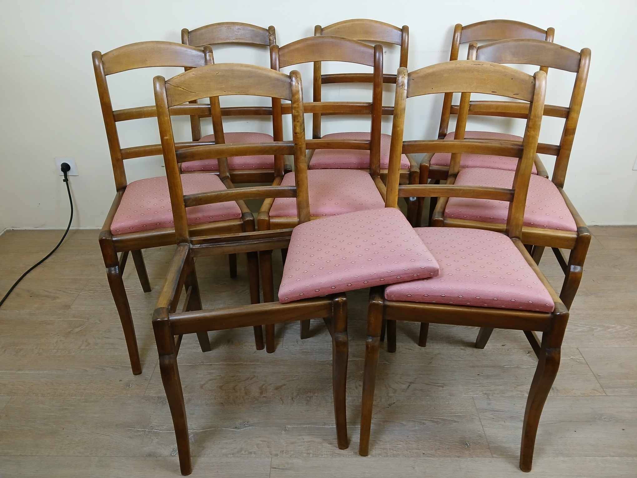 superb series of 8 Empire/Restoration style chairs in solid cherry wood