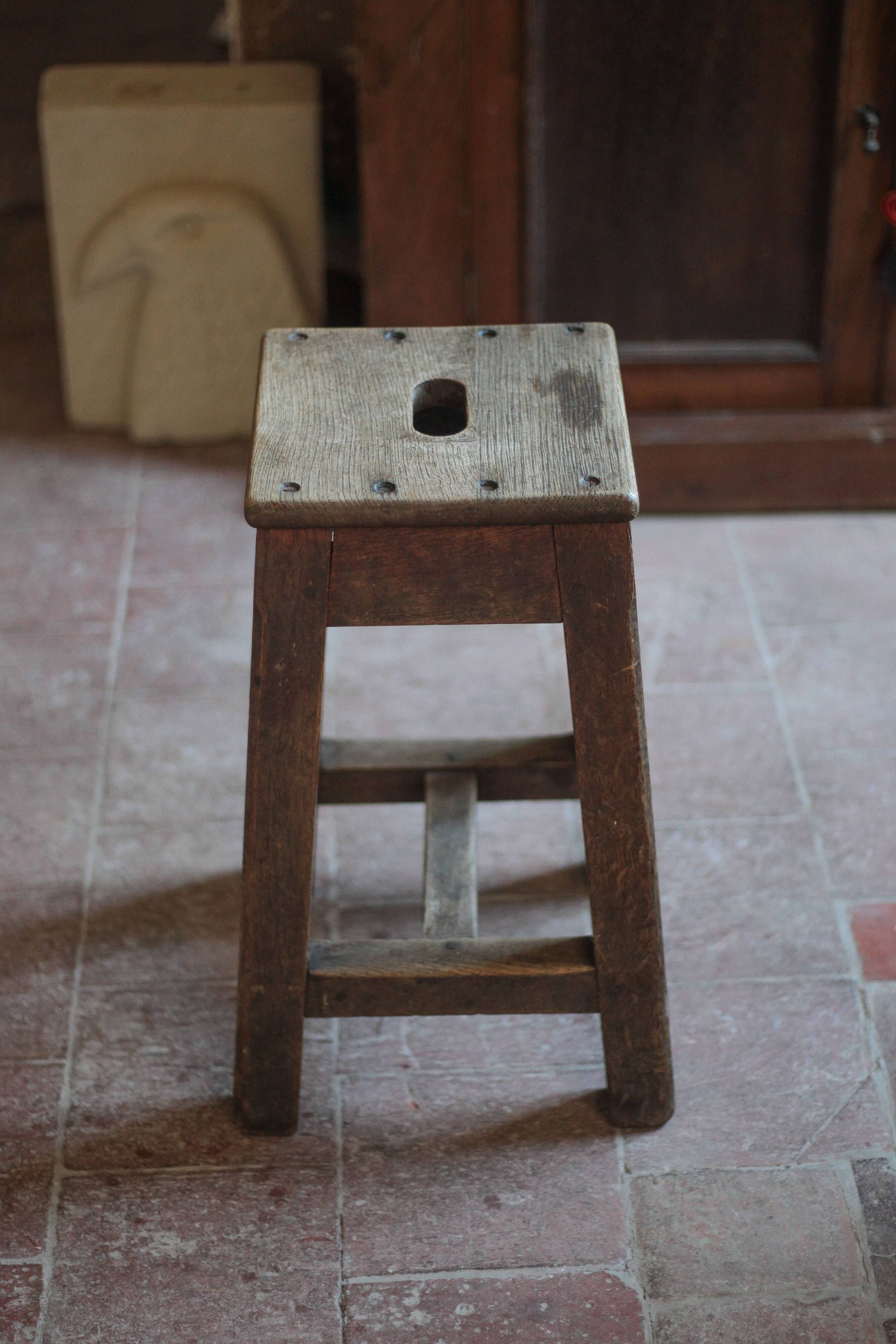 Vintage stool, solid oak stool, accent chair, decor