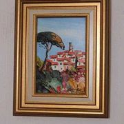 Original French oil on canvas – “Saint‑Paul‑de‑Vence” by Guinet C – vintage & framed – 28 × 23 cm