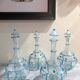 18th Century Italian Murano Clear Glass and Blue Trimmed Blown Glass Bottle