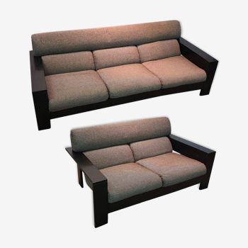 Dutch vintage minimalist sofa set, Netherlands 1970s